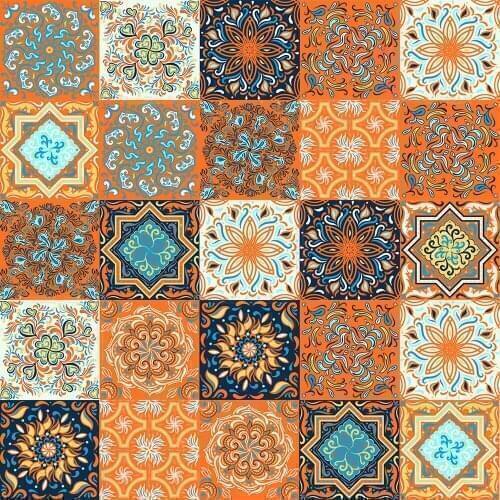 Color Vintage Pattern Wall Tile Sticker Kitchen Home Decor Self-adhesive Decals for Living Room Floor Cupboard Bathroom Decor