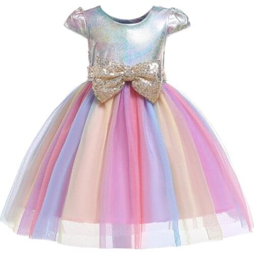Sequins Flower Kids Princess Party Dress for Girls Infant Lace Children Wedding Elegant Dress for Girl Baby Girls Clothes