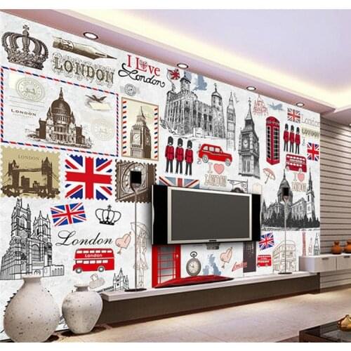European Retro London Wall Mural 3D Poster Murals Wallpaper for Living Room TV Background House Decor Painting Wall Paper Mural
