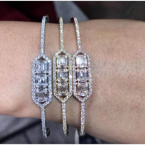 GODKI Trendy Luxury Stackable Bangle Cuff For Women Wedding Full Cubic Zircon Crystal CZ Dubai Bracelet Party Jewelry2019
