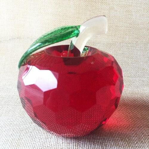 Crystal Faceted Apple Figurine Glass Paperweight Crafts Home Wedding Decor Ornament Christmas Gift Creative Souvenir Miniature