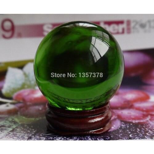 Huij 0037 40mm + Stand Natural Quartz Green Crystal Healing Ball Sphere wow Bronze Statue