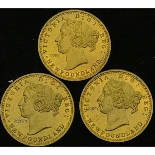 Canada 1870 1872 1888 2 Dollars Two Hundred Cents Victoria Newfoundland Hundred Pence Gold Crafts Brass Metal Copy Coin