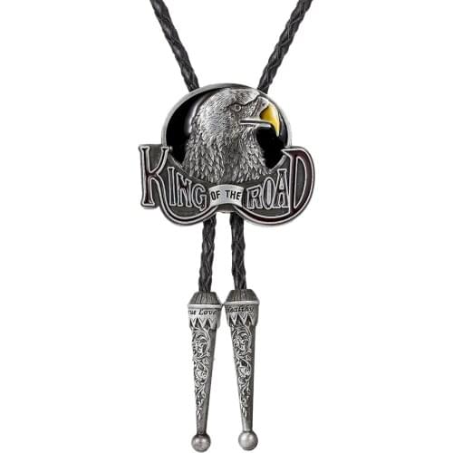 KDG Western Cowboy Western Eagle Bolo Necktie Pendant Necklace Western Cowboy Genuine Leather Leather Tie