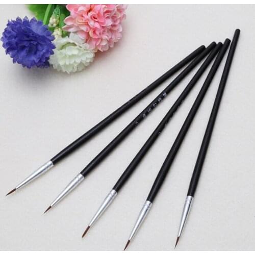 5Pcs Nylon Hair Brush Hook Line Pen Artist Watercolor Acrylic Painting Drawing