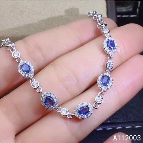 KJJEAXCMY Fine Jewelry 925 Sterling Silver inlaid sapphire women hand bracelet fashion support detection