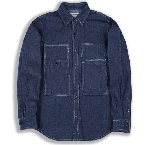 Okonkwo Western Cowboy Shirts AMIKAJI Stripe Work Tooling Clothing Outdoor Trekking Camping Climbing Large Pocket Denim Cardigan