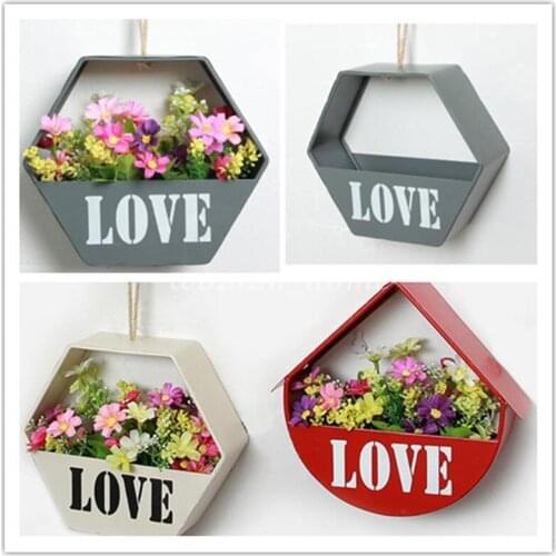 Creative Iron Hanging Planter Wall Window Flower Basket Design Home Decor