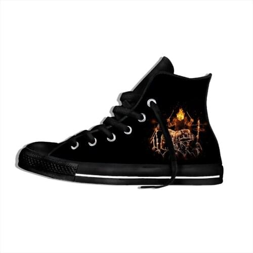 Jazz Drum Kit Flame Rock Roll Music Novelty Design Lightweight High Top Canvas Shoes Men Women Casual Breathable Sneakers