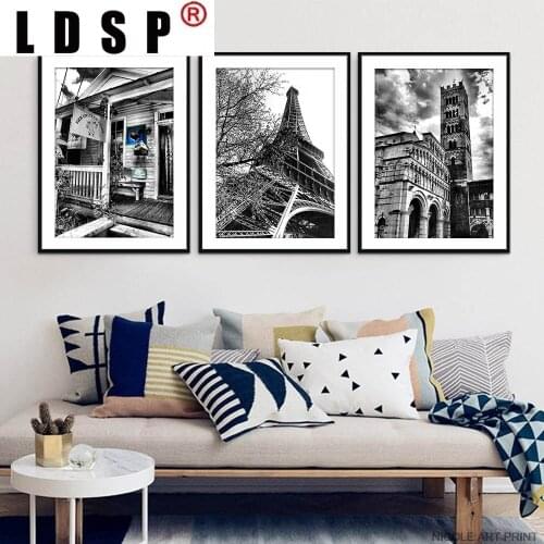 LDSP Retro Eiffel Tower Pisa Tower Canvas Painting Wall Art Painting Print Poster Picture Bedroom Living Room Home Decor