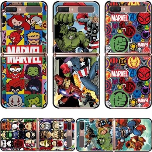Fashion Mobile Hard Shell Marvel Anime Superhero For Samsung Galaxy Z Flip 3 5G Black Fundas Shockproof Cover Phone Case