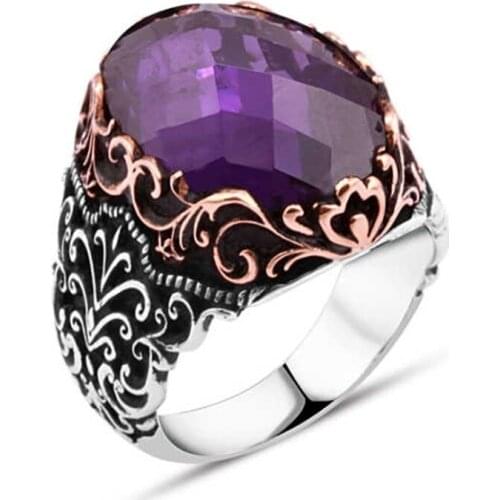 Amethyst Sterling Silver Men 'S Ring