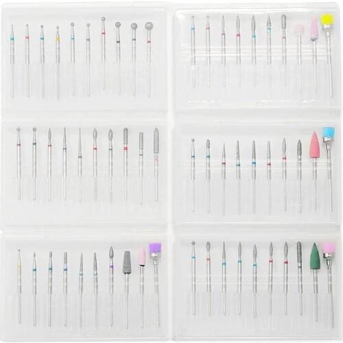 10pc Diamond Nail Drill Set Milling Cutter Files Mix Rotary Electric Manicure Bits Cuticure Remove Tools Nail Art Accessories