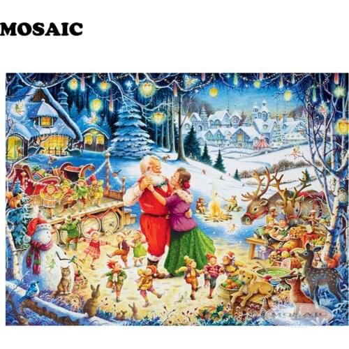 New Diamond Embroidery 5D DIY Diamond Painting,Christmas Santa Claus Couples dance Cross Stitch Full Rhinestone Mosaic wall art