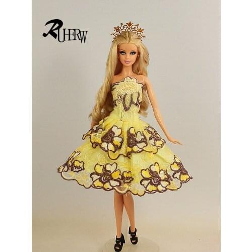 New yellow Doll Clothes Fashion high quality Outfits Ballet short Dress for 11.5'' barbie Doll Super Star Free shipping