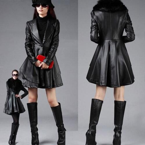 Wholesale Womens Clothing 2021 Autumn And Winter New Haining Medium And Long Leather Clothes Womens Big Wool Tie Skirt And Cot