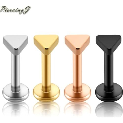 PiercingJ 2-80pcs 316L Stainless Steel Triangle 16G 8mm Labret Monroe Lip Rings Cartilage Helix Tragus Nose Piercing Jewelry