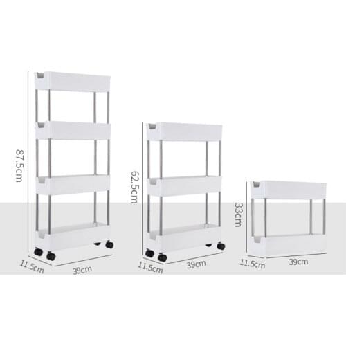 2/3/4 Layers Movable Kitchen Shelf Storage Organizer Rack Bathroom Shelf Metal Rolling Trolley Cart Basket Stand With Wheels