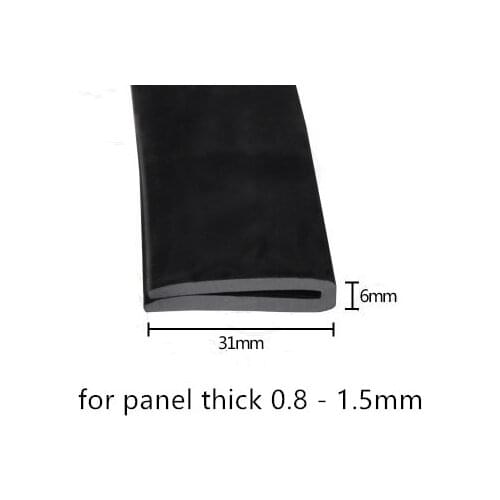 Rubber Sealing U Strip 31x6x31mm for 0.8-1.5mm thick Glass Metal Car Wood Panel Board Edge Encloser Shield Black