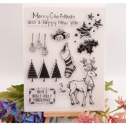 Merry Christams and Happy New Year Transparent Stamps + Metal Cutting Dies Embossing