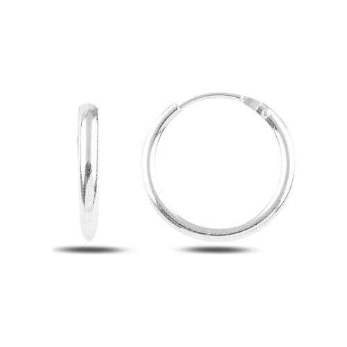 Silver 925 Sterling 14mm Simple Ring Earrings