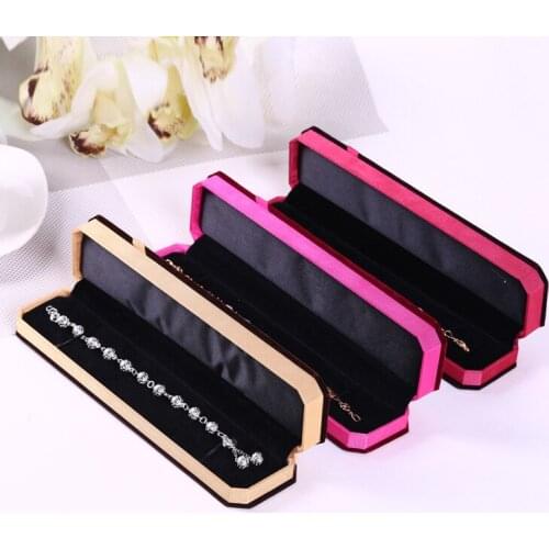 100pcs/lot High-grade Velvet Jewelry Box Pendant Necklace Bracelet boxes Korea flannel long chain Box Jewelry Packing Storage