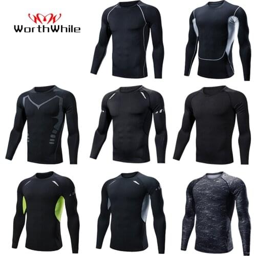 WorthWhile running Sports Compression Long Sleeves Tracksuit for Men Quick Dry Wear Running Suit Jogging Gym Fitness man Clothes