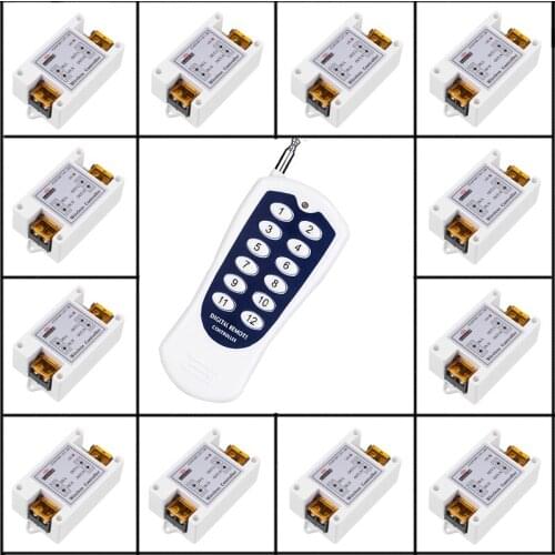 AC 110 V 220 V 12 CH Universal Wireless Remote Control Switch 40A Relay Receiver Module +12 Button RF Remote Transmitter