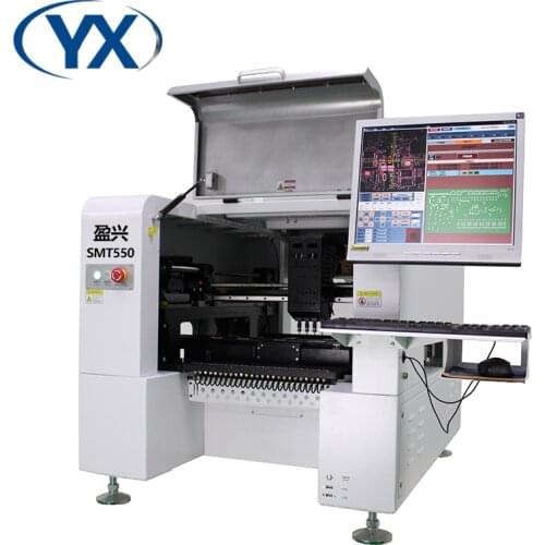 Pick and Place SMT Machine LED Chip Mounter Machine SMT550 With Conveyor/50 Feeders/4 Heads/Cameras/Vision