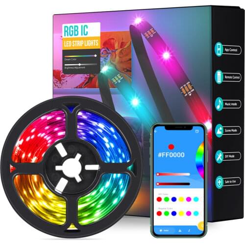 USB Dream Color LED Strip Light Music Bluetooth App IR38 Keys Flexible Addressable LED Light WS2812B TV Backlight IOS Android 5V