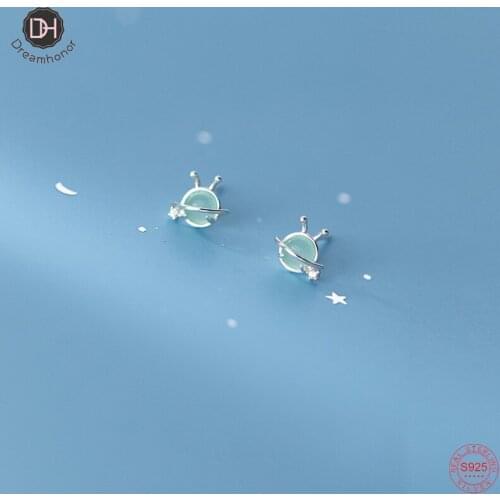 Dreamhonor Minimalist 925 Sterling Silver Small Single Zircon Tentacles Stud Earrings For Student Jewelry Gifts