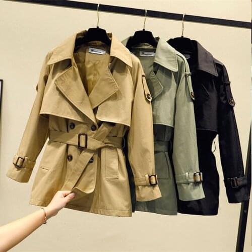 2020 New Autumn Trench Coat Women Fashion Double Breasted Windbreaker Female Khaki Slim Belt Overcoat Cloak Mujer Outwear P948