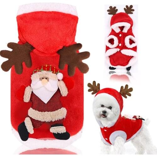 Winter Warm Dog Clothes Pet Dog Christmas Jacket Thick Cute Cartoon Small Dog Cloth Costume Dress Apparel Puppy Cat Costume