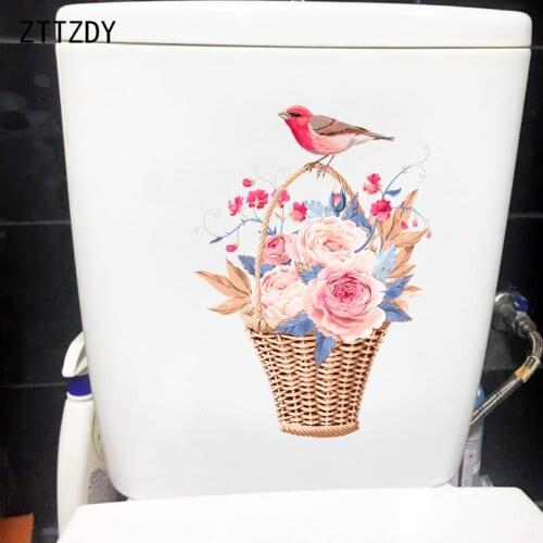 ZTTZDY 18.8CM×25.9CM Luxurious Flower Basket Kids Room Wall Stickers Toilet Decor Home Accessories T2-0954