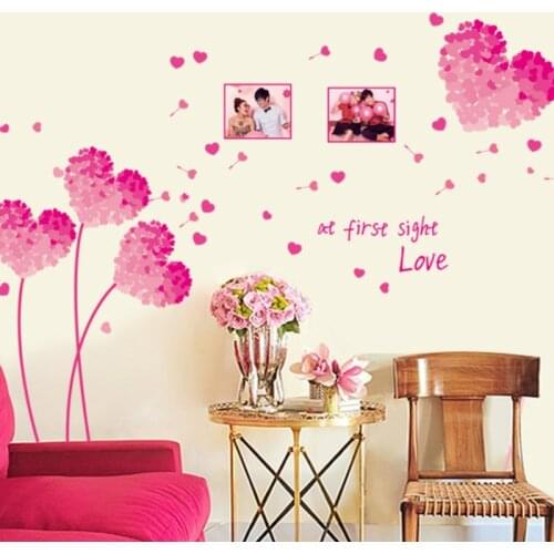 125*96cm Photo Frame Love Flower Wall Stickers Pink Blue Green Orange Purple DIY Wall Art DecalS Decoration Romantic HOME Decor