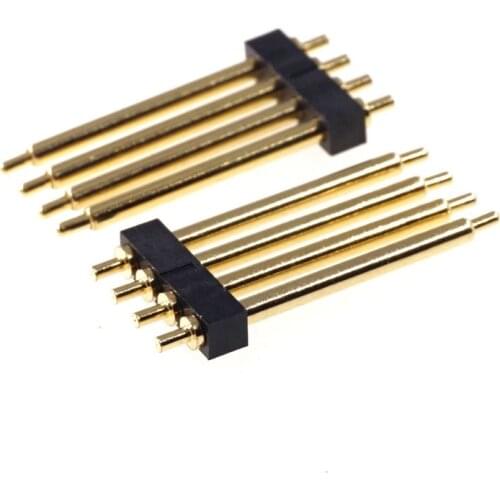 20 pcs 4 Poles 20.5mm Height Spring Loaded Pogo pin connector 4 Pin Pitch 2.54 mm Through Hole PCB Single Row Male Spring-Loaded
