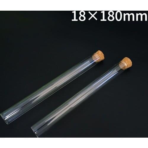 20pcs/lot 18x180mm Lab Test Tube With Cork Stoppers Transparent Glass Test Tube Laboratory School