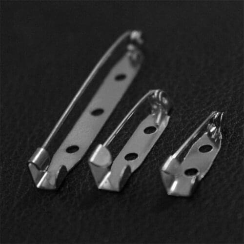 200pcs Copper Metal Silver Color Brooch Base Safety Lock Back Bar Pin DIY Brooch Base