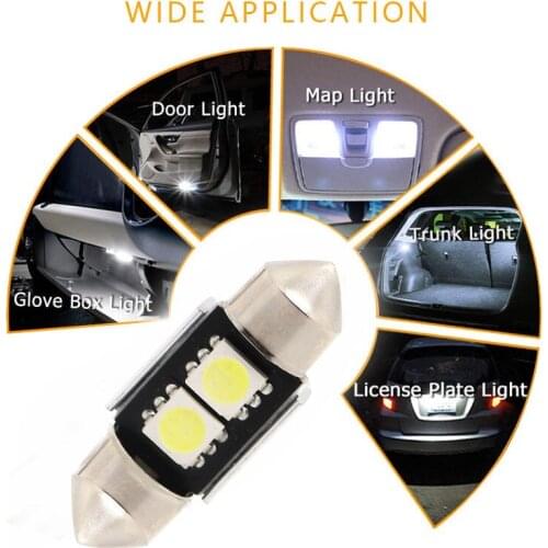 50pcs LED Interior Light 12V 31MM 5050 2SMD Car reading light Canbus Festoon dome roof lights 31mm license plates lights bulb