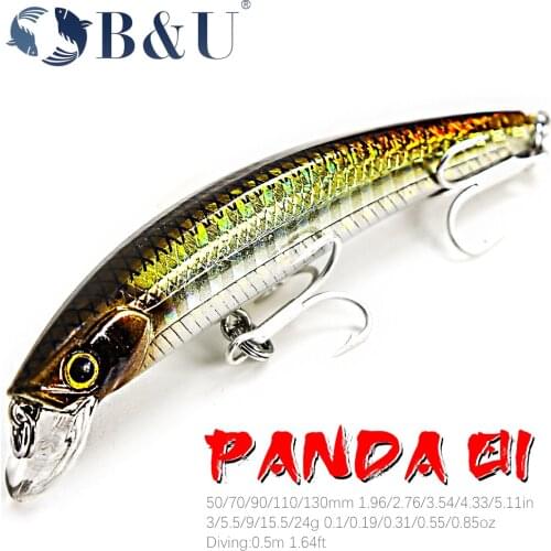 B&U 50/70/90/110/130mm hot model fishing lures hard bait 9color for choose sinking minnow quality professional minnow depth0.5m