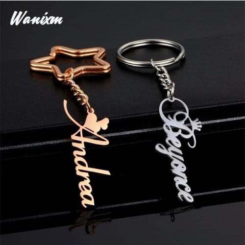 Custom Name Keychain Jewelry Handmade Nameplate Personalized Key Ring Stainless Steel Initial Letter Drive Safe Best Friend Gift