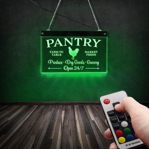 Pantry Farm 24 Hour LED Open Sign for Business Displays Advertisement Board Rooster Farmhouse LED Lighted Wall Sign Kitchen Door