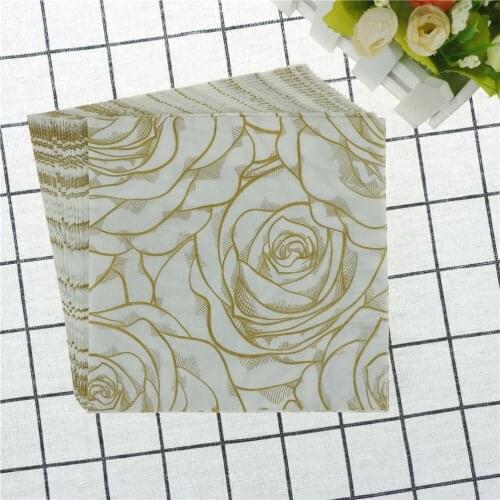 New Golden Rose Flowers Paper Napkins Cafe & Party Tissue Napkins Decoupage Decoration Paper 33cm*33cm 20pcs/pack/lot