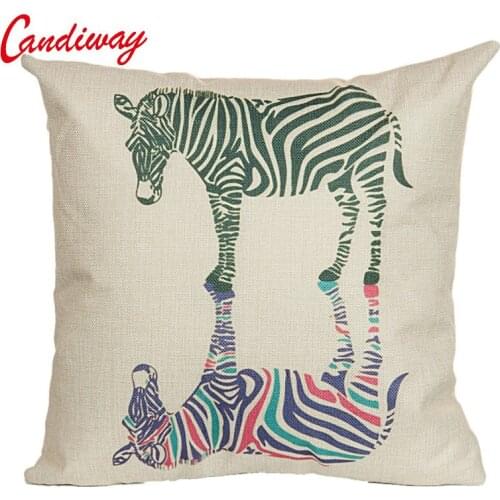 CANDIWAY blue Cushion Pillow Case inverted image zebra Throw Pillow Cover Self-portrait Bedroom Home Decorative