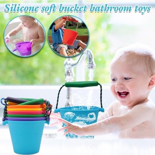 Children Beach Baby Toys Silicone Bucket Foldable Multifunctional Beach Bathing Pour Water Soft Collapsible Beach Toy safety