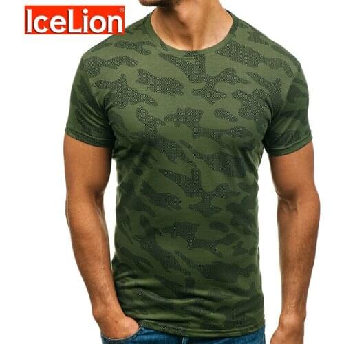 IceLion 2021 Camouflage T-Shirt For Men Printed Casual Short Sleeve T Shirt Slim Fit Side Zipper Tshirt Men Summer Tops & Tees