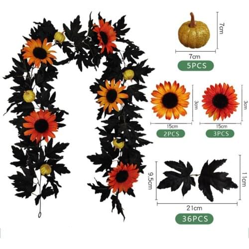 Simulation Maple Leaf Decoration Artificial Leaf Rattan Fake Plants Nordic Home Wall Hanging Halloween Christmas Decoration