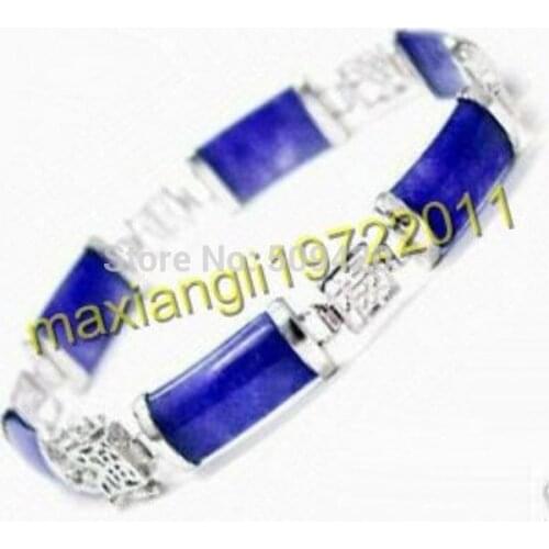 XFS2665 Beautiful Blue JADE Link Clasp Bracelet