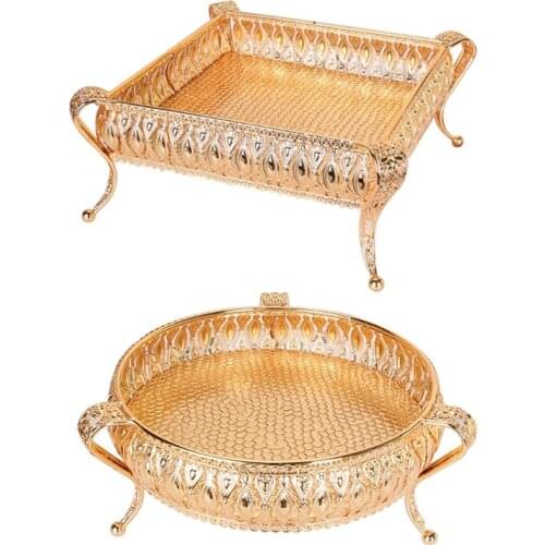 European Style Creative Metal Fruit Serving Tray Storage Box Modern Multifunctional Snack Cupcake Dish Plate Wedding Tea