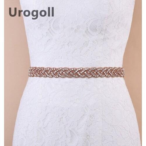 Trendy Belt Rhinestone Applique Rose Gold Bridesmaid Robes Belt Ribbon Belt Vine Crystal Sash Belt For Wedding Bridal Dress Up